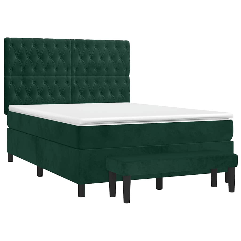 Giroletto a Molle con Materasso Verde Scuro 140x200 cm Velluto | homemem39