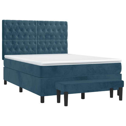 Giroletto a Molle con Materasso Blu Scuro 140x200 cm in Velluto | homemem39