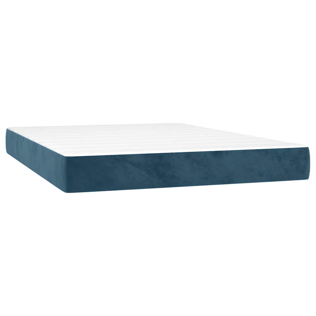 Giroletto a Molle con Materasso Blu Scuro 140x200 cm in Velluto | homemem39