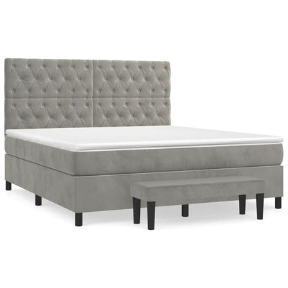 Giroletto a Molle con Materasso Grigio Chiaro 160x200cm Velluto | homemem39