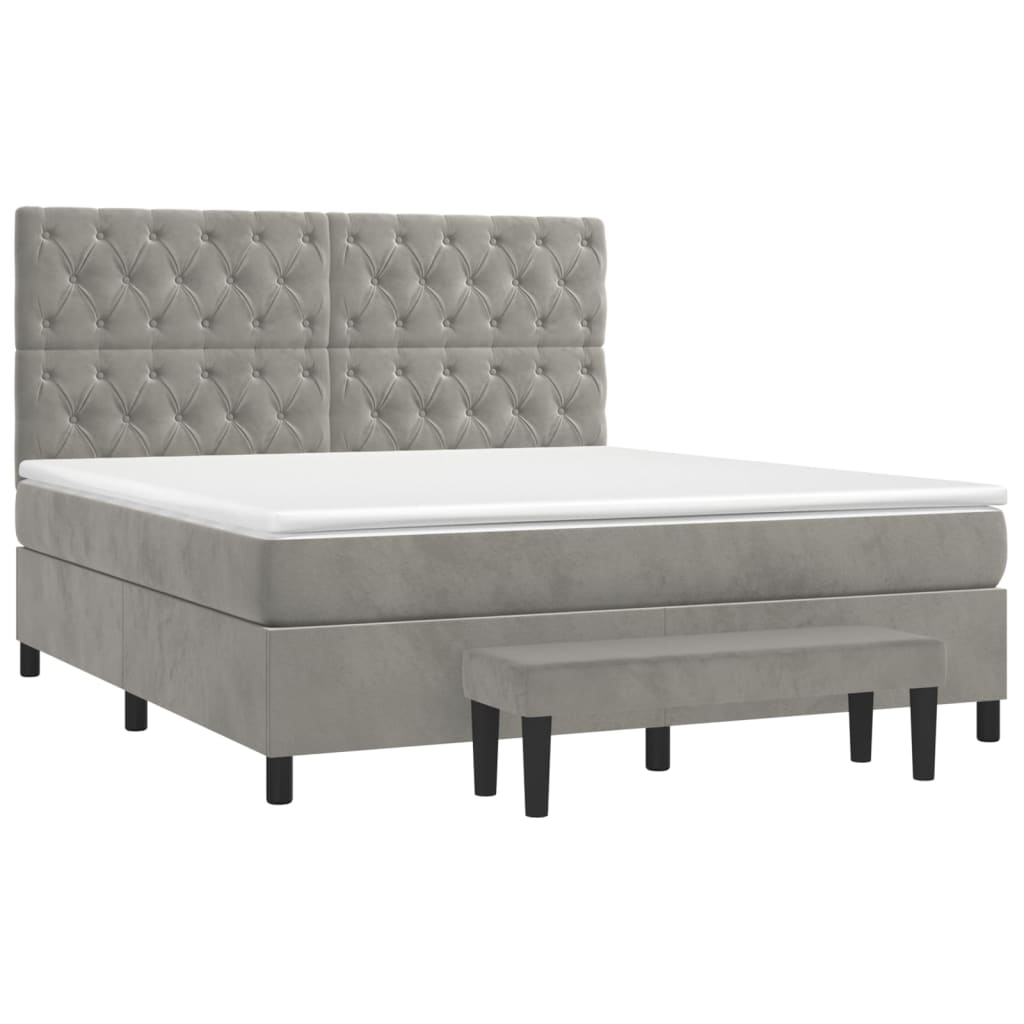 Giroletto a Molle con Materasso Grigio Chiaro 160x200cm Velluto | homemem39