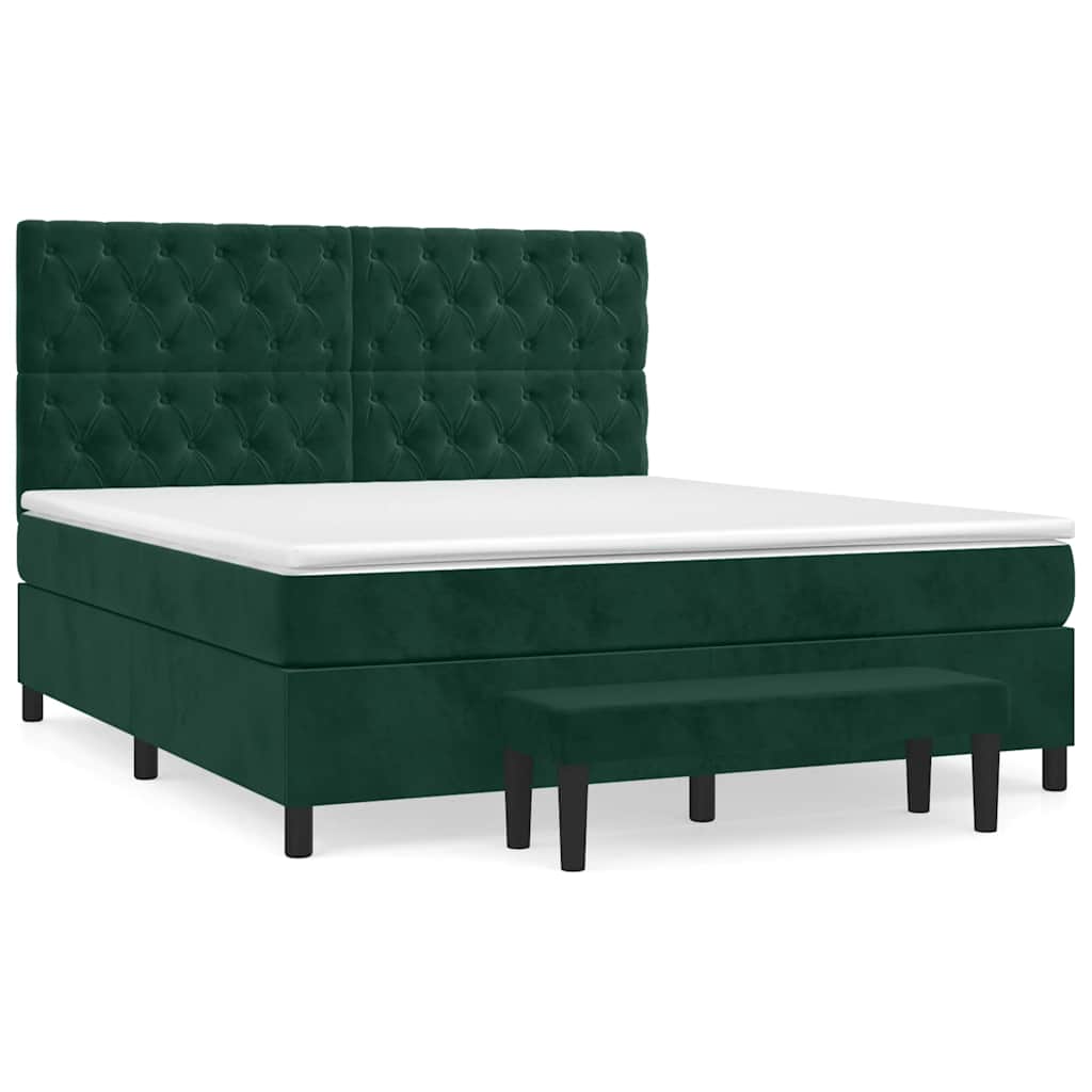 Giroletto a Molle con Materasso Verde Scuro 160x200 cm Velluto | homemem39