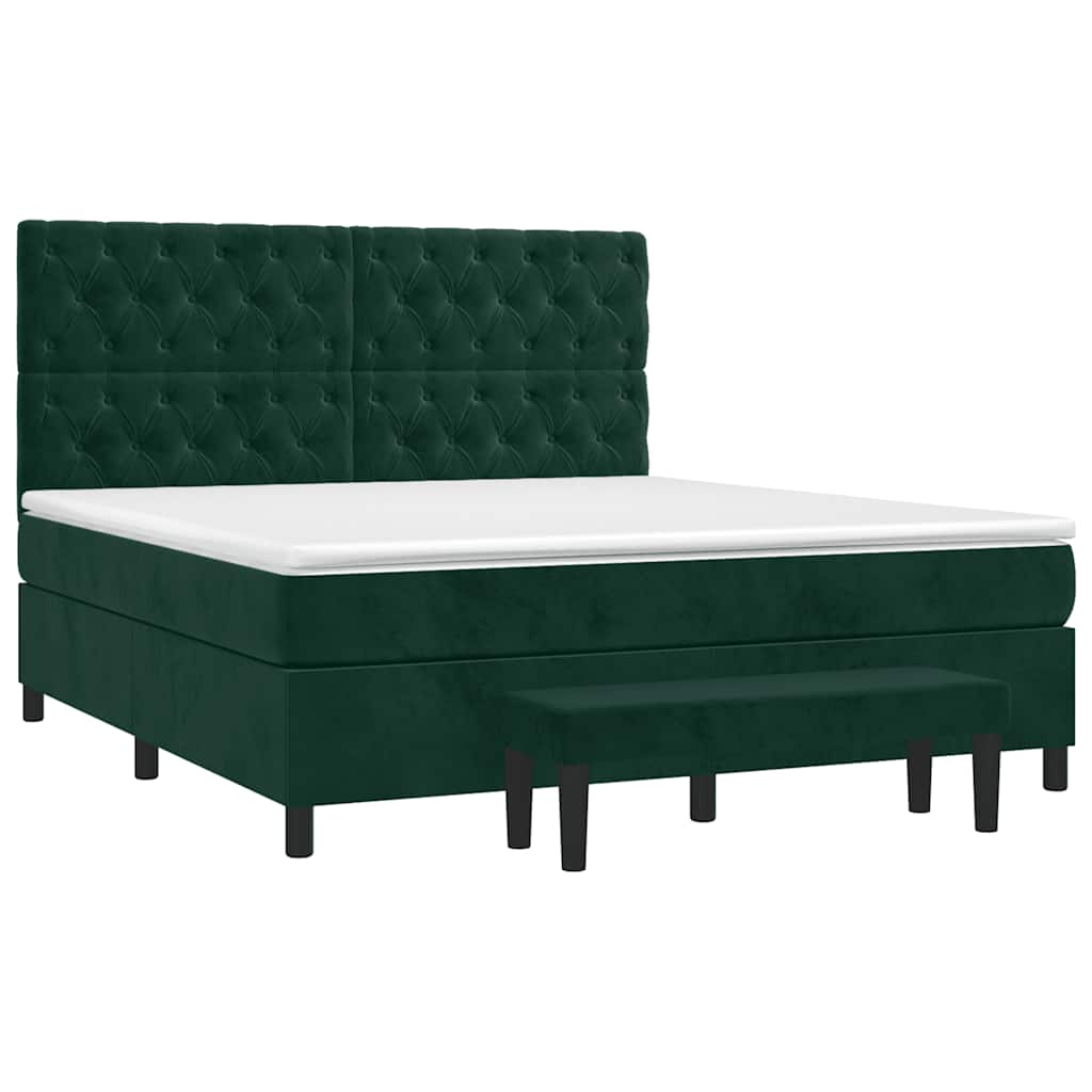 Giroletto a Molle con Materasso Verde Scuro 160x200 cm Velluto | homemem39