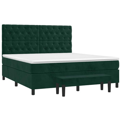 Giroletto a Molle con Materasso Verde Scuro 160x200 cm Velluto