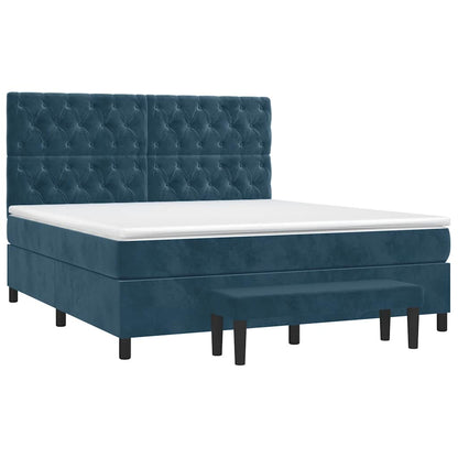Giroletto a Molle con Materasso Blu Scuro 160x200 cm in Velluto | homemem39
