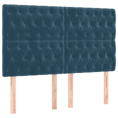 Giroletto a Molle con Materasso Blu Scuro 160x200 cm in Velluto