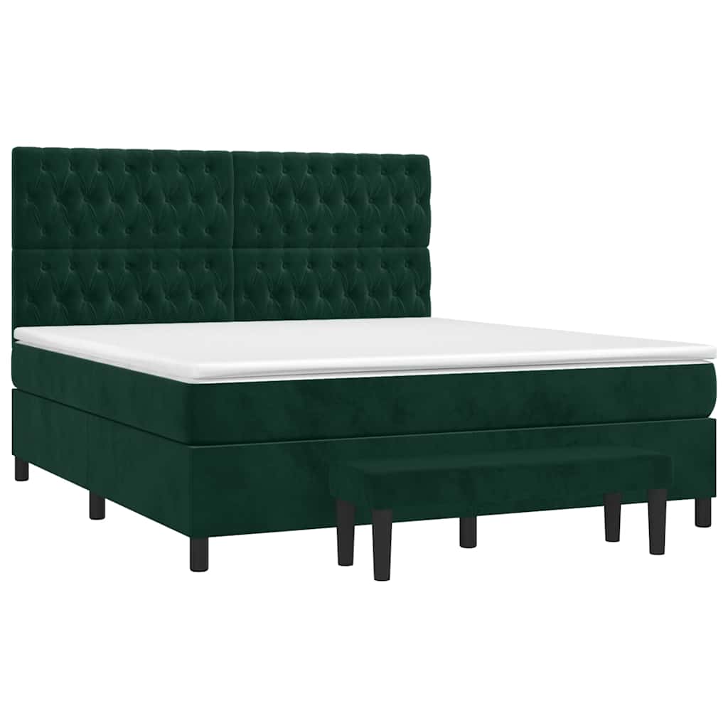 Giroletto a Molle con Materasso Verde Scuro 180x200 cm Velluto