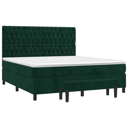 Giroletto a Molle con Materasso Verde Scuro 180x200 cm Velluto
