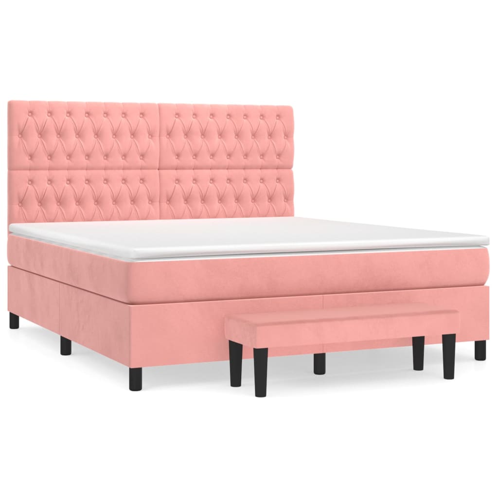 Giroletto a Molle con Materasso Rosa 180x200 cm in Velluto | homemem39