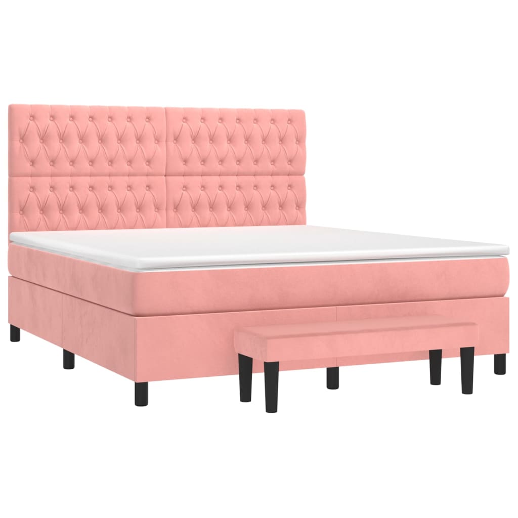 Giroletto a Molle con Materasso Rosa 180x200 cm in Velluto | homemem39