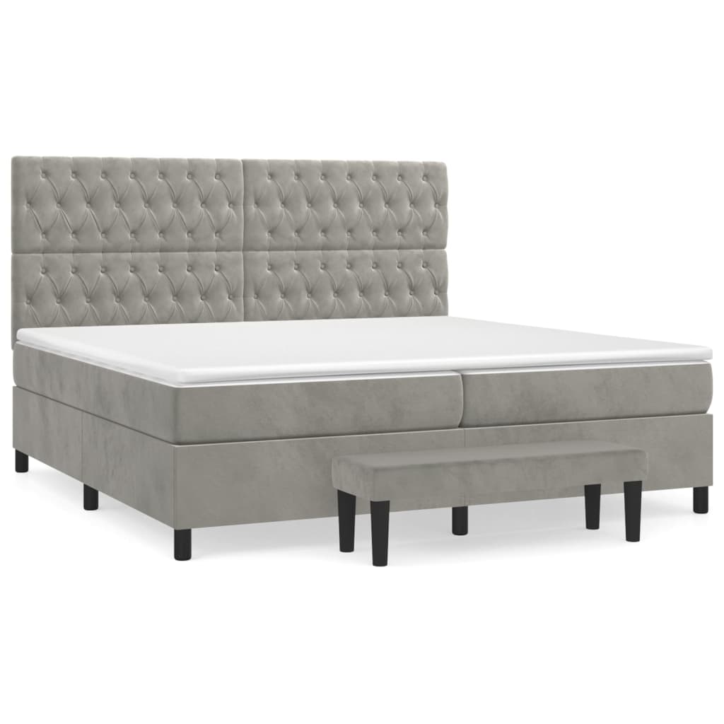 Giroletto a Molle con Materasso Grigio Chiaro 200x200cm Velluto | homemem39