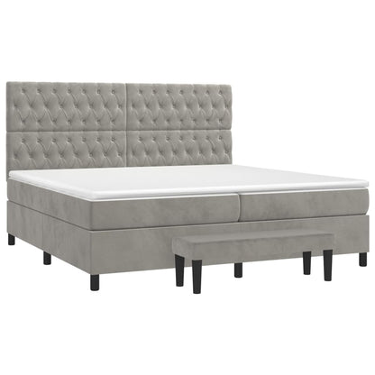 Giroletto a Molle con Materasso Grigio Chiaro 200x200cm Velluto | homemem39