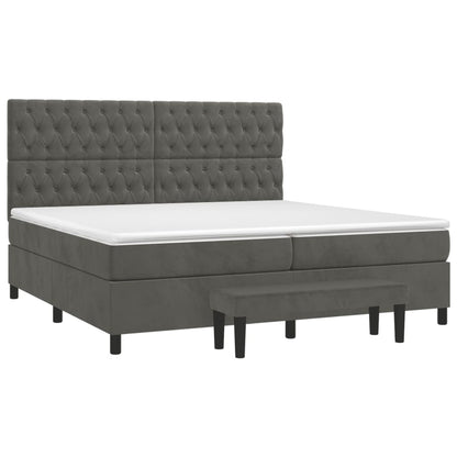 Giroletto a Molle con Materasso Grigio Scuro 200x200 cm Velluto | homemem39