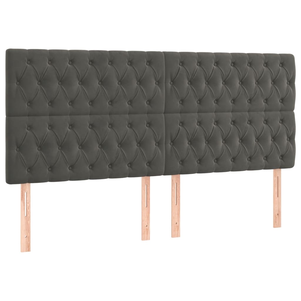 Giroletto a Molle con Materasso Grigio Scuro 200x200 cm Velluto | homemem39