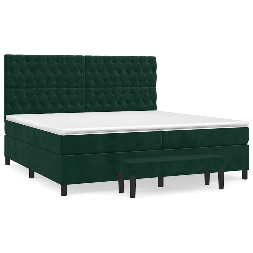 Giroletto a Molle con Materasso Verde Scuro 200x200 cm Velluto | homemem39