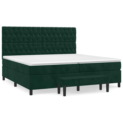 Giroletto a Molle con Materasso Verde Scuro 200x200 cm Velluto