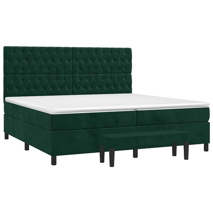 Giroletto a Molle con Materasso Verde Scuro 200x200 cm Velluto | homemem39
