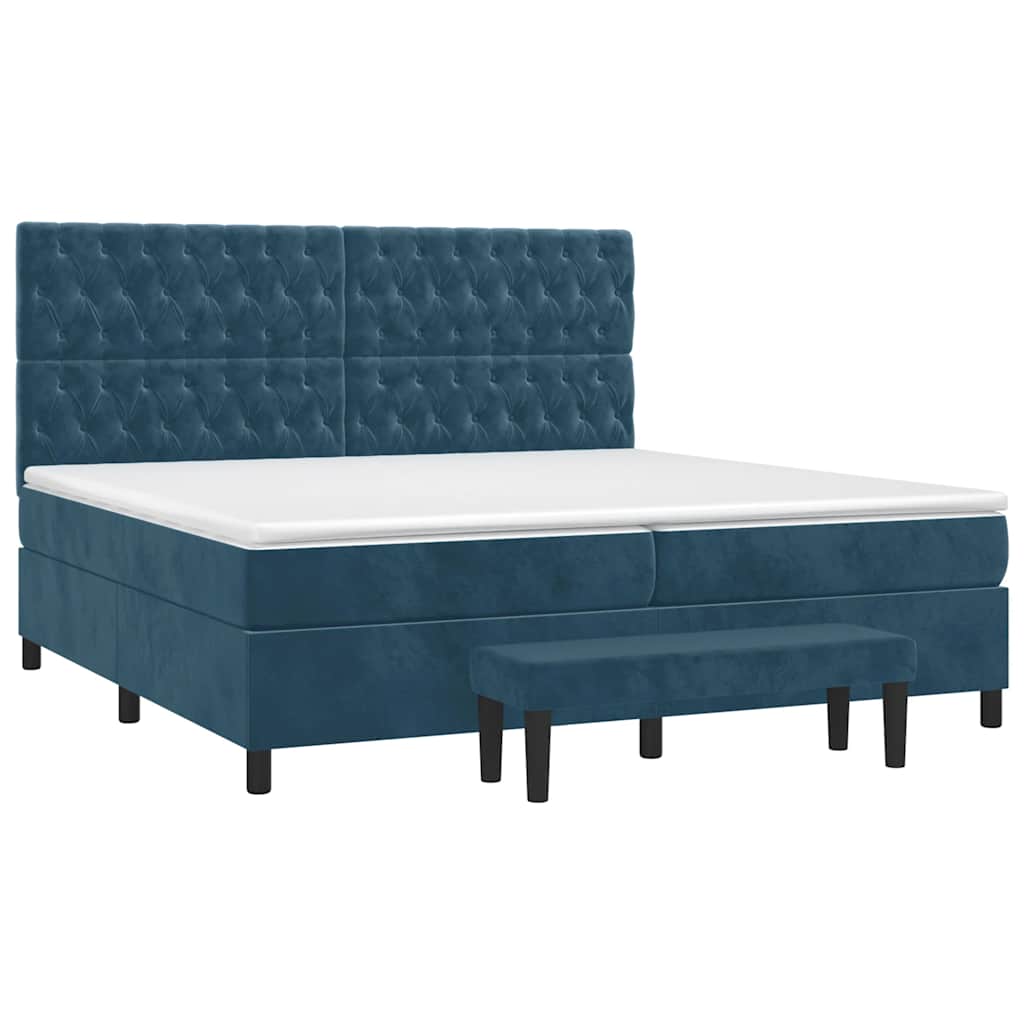 Giroletto a Molle con Materasso Blu Scuro 200x200 cm in Velluto | homemem39