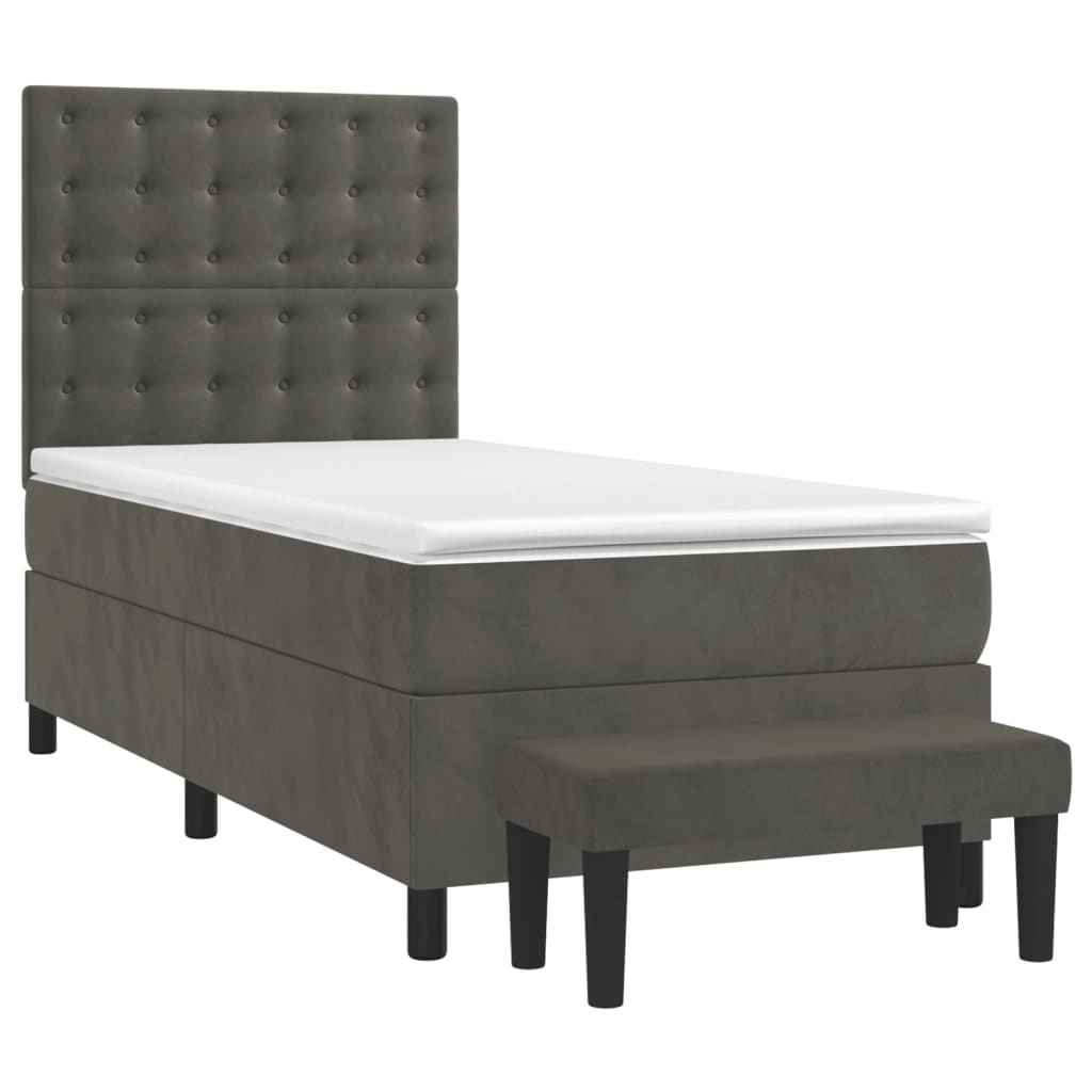 Giroletto a Molle con Materasso Grigio Scuro 80x200 cm Velluto