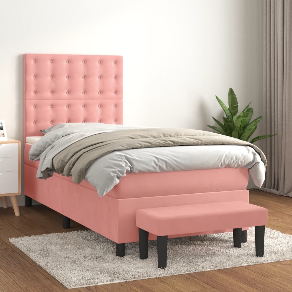 Giroletto a Molle con Materasso Rosa 80x200 cm in Velluto | homemem39