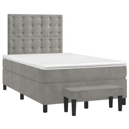 Giroletto a Molle con Materasso Grigio Chiaro 120x200cm Velluto | homemem39
