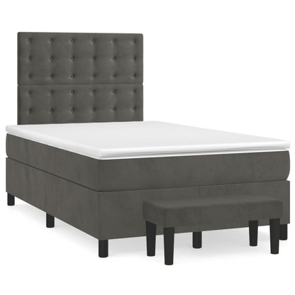 Giroletto a Molle con Materasso Grigio Scuro 120x200 cm Velluto | homemem39