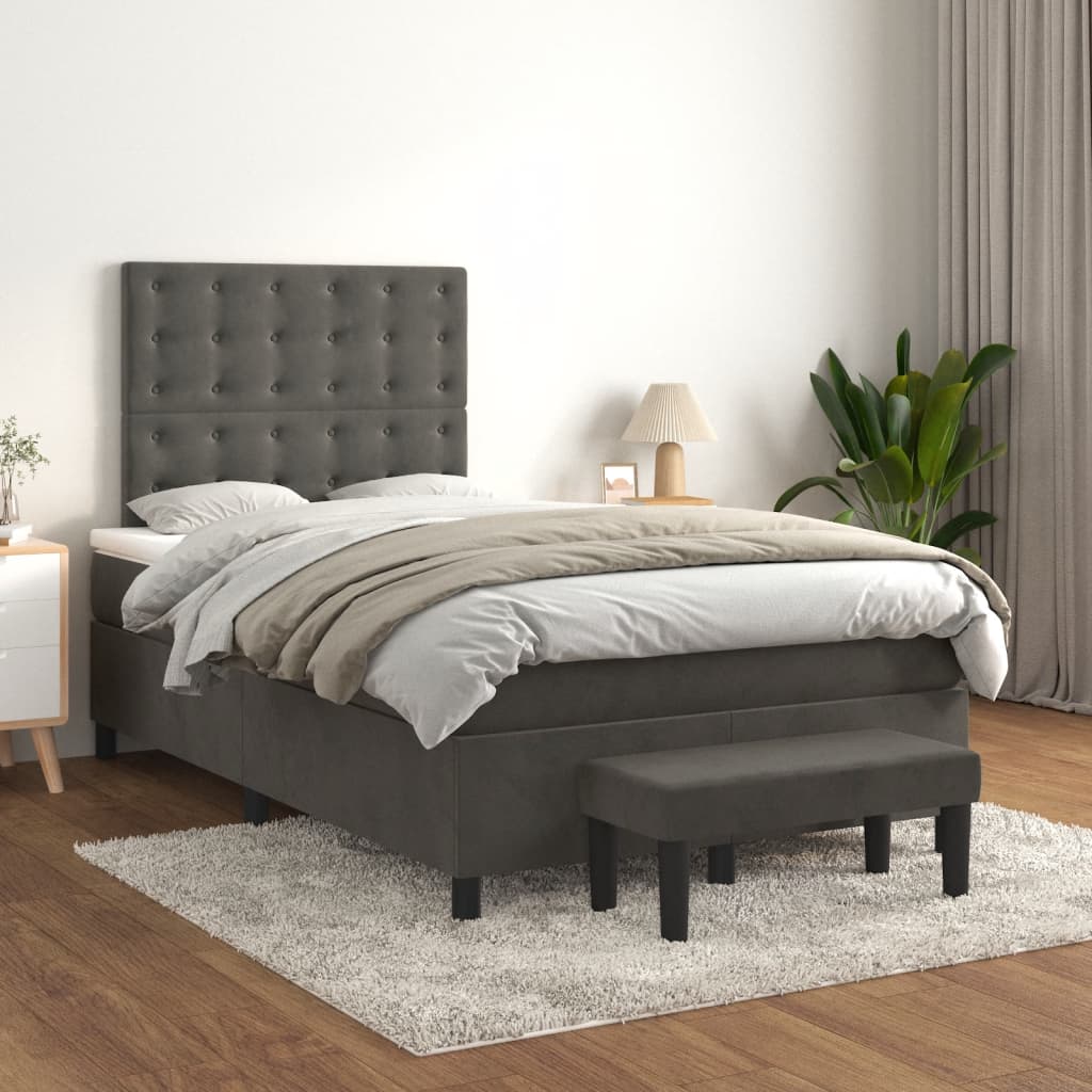 Giroletto a Molle con Materasso Grigio Scuro 120x200 cm Velluto | homemem39