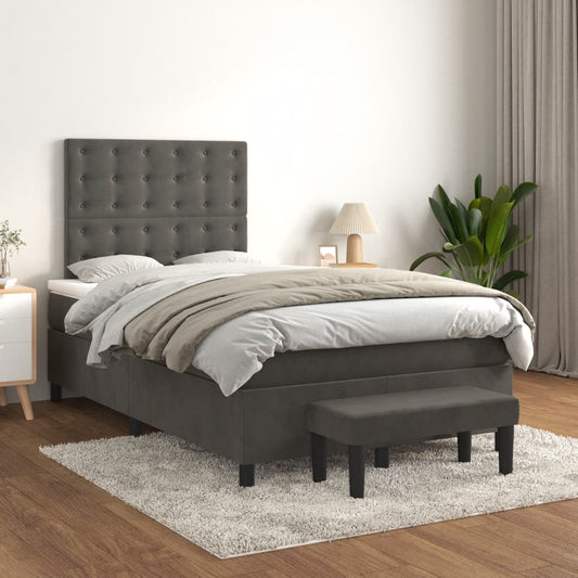 Giroletto a Molle con Materasso Grigio Scuro 120x200 cm Velluto | homemem39