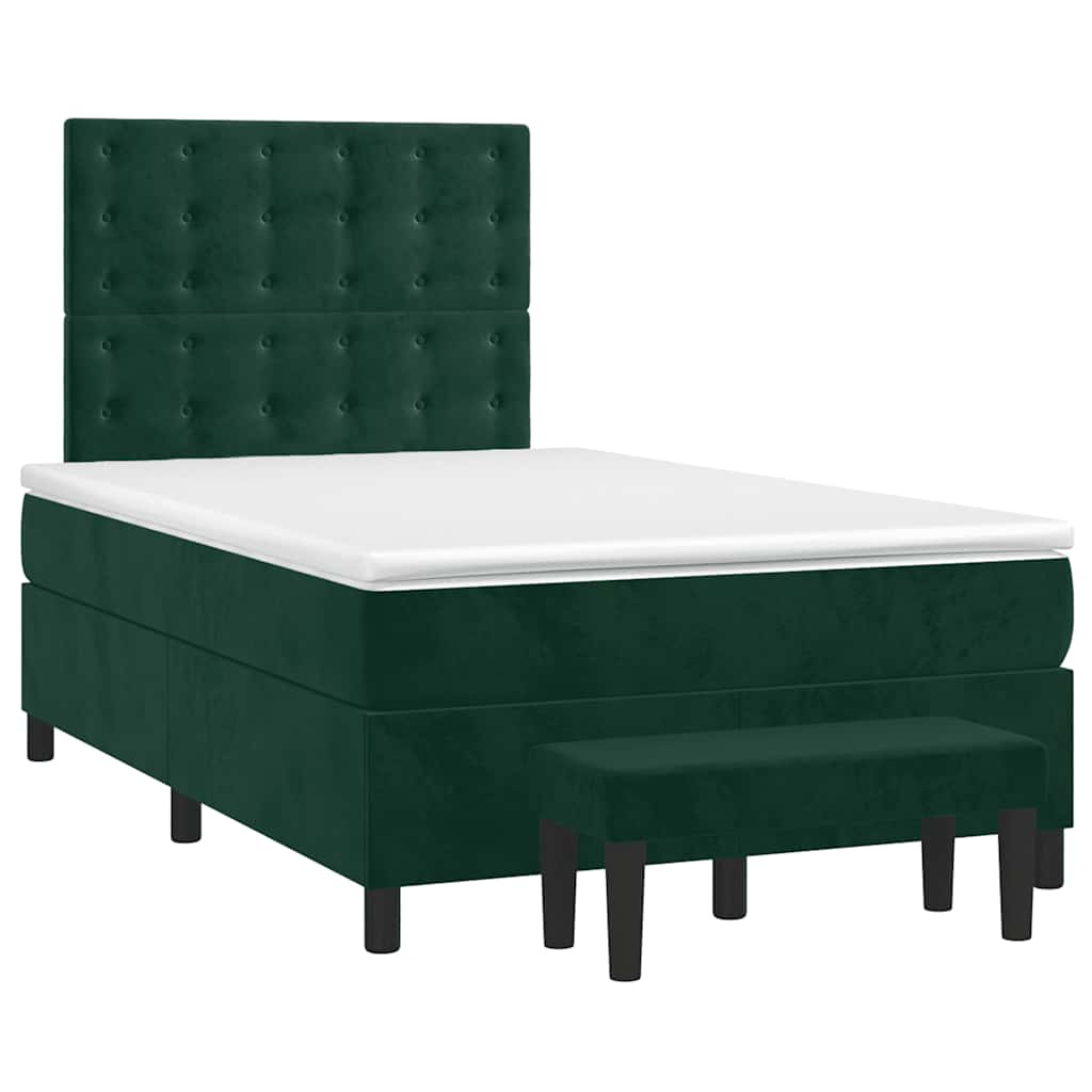 Giroletto a Molle con Materasso Verde Scuro 120x200 cm Velluto