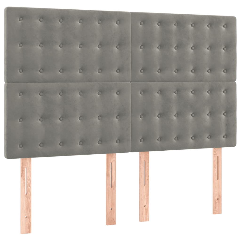 Giroletto a Molle con Materasso Grigio Chiaro 140x190cm Velluto