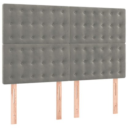 Giroletto a Molle con Materasso Grigio Chiaro 140x190cm Velluto
