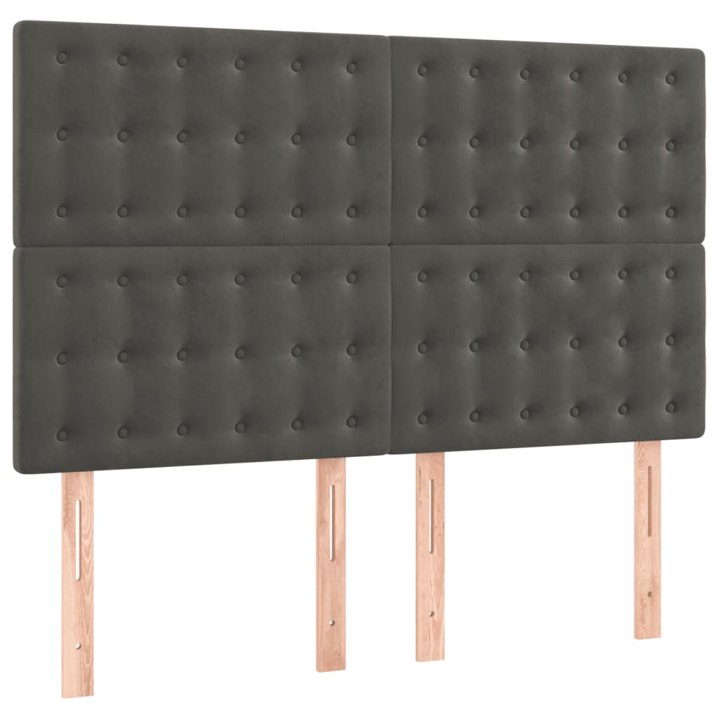 Giroletto a Molle con Materasso Grigio Scuro 140x190 cm Velluto