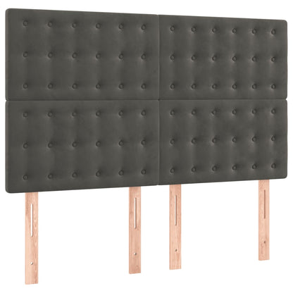 Giroletto a Molle con Materasso Grigio Scuro 140x190 cm Velluto