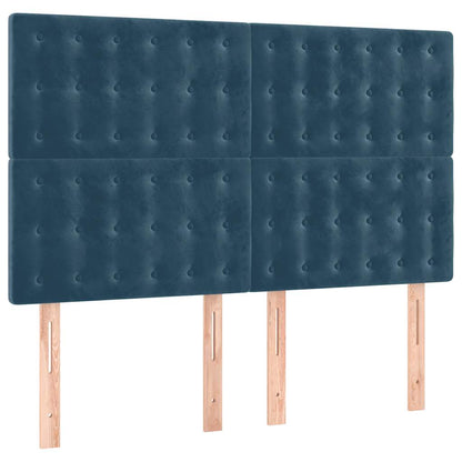 Giroletto a Molle con Materasso Blu Scuro 140x190 cm in Velluto