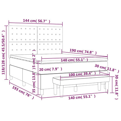Giroletto a Molle con Materasso Blu Scuro 140x190 cm in Velluto | homemem39