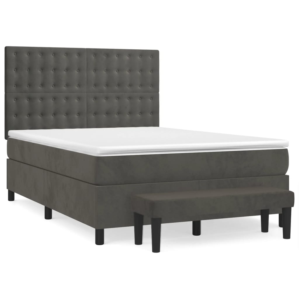 Giroletto a Molle con Materasso Grigio Scuro 140x200 cm Velluto | homemem39