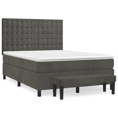 Giroletto a Molle con Materasso Grigio Scuro 140x200 cm Velluto | homemem39