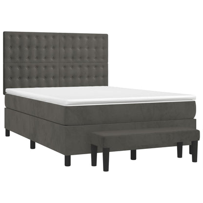 Giroletto a Molle con Materasso Grigio Scuro 140x200 cm Velluto | homemem39