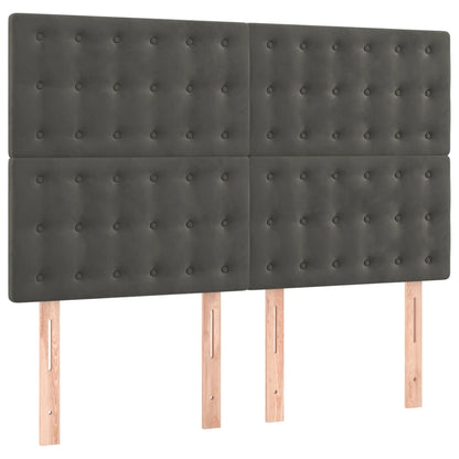 Giroletto a Molle con Materasso Grigio Scuro 140x200 cm Velluto