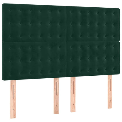 Giroletto a Molle con Materasso Verde Scuro 140x200 cm Velluto