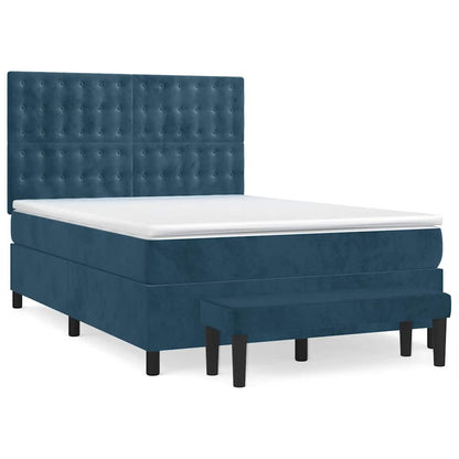 Giroletto a Molle con Materasso Blu Scuro 140x200 cm in Velluto | homemem39