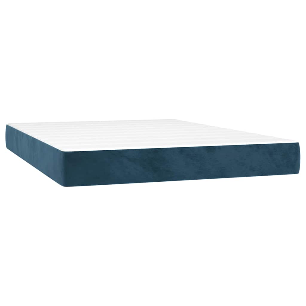 Giroletto a Molle con Materasso Blu Scuro 140x200 cm in Velluto | homemem39