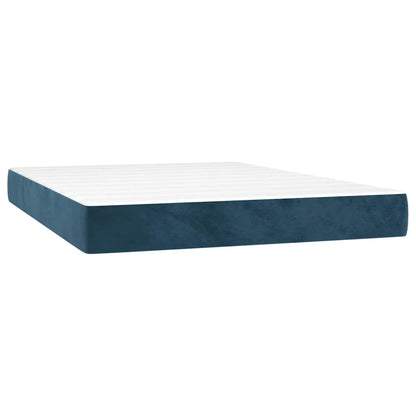 Giroletto a Molle con Materasso Blu Scuro 140x200 cm in Velluto | homemem39