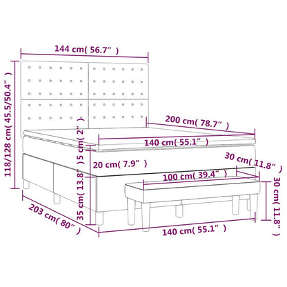 Giroletto a Molle con Materasso Blu Scuro 140x200 cm in Velluto | homemem39