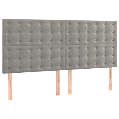 Giroletto a Molle con Materasso Grigio Chiaro 160x200cm Velluto