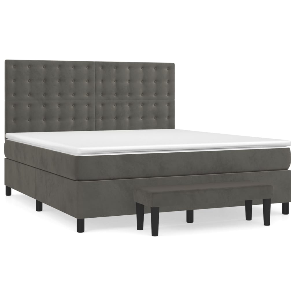 Giroletto a Molle con Materasso Grigio Scuro 160x200 cm Velluto | homemem39
