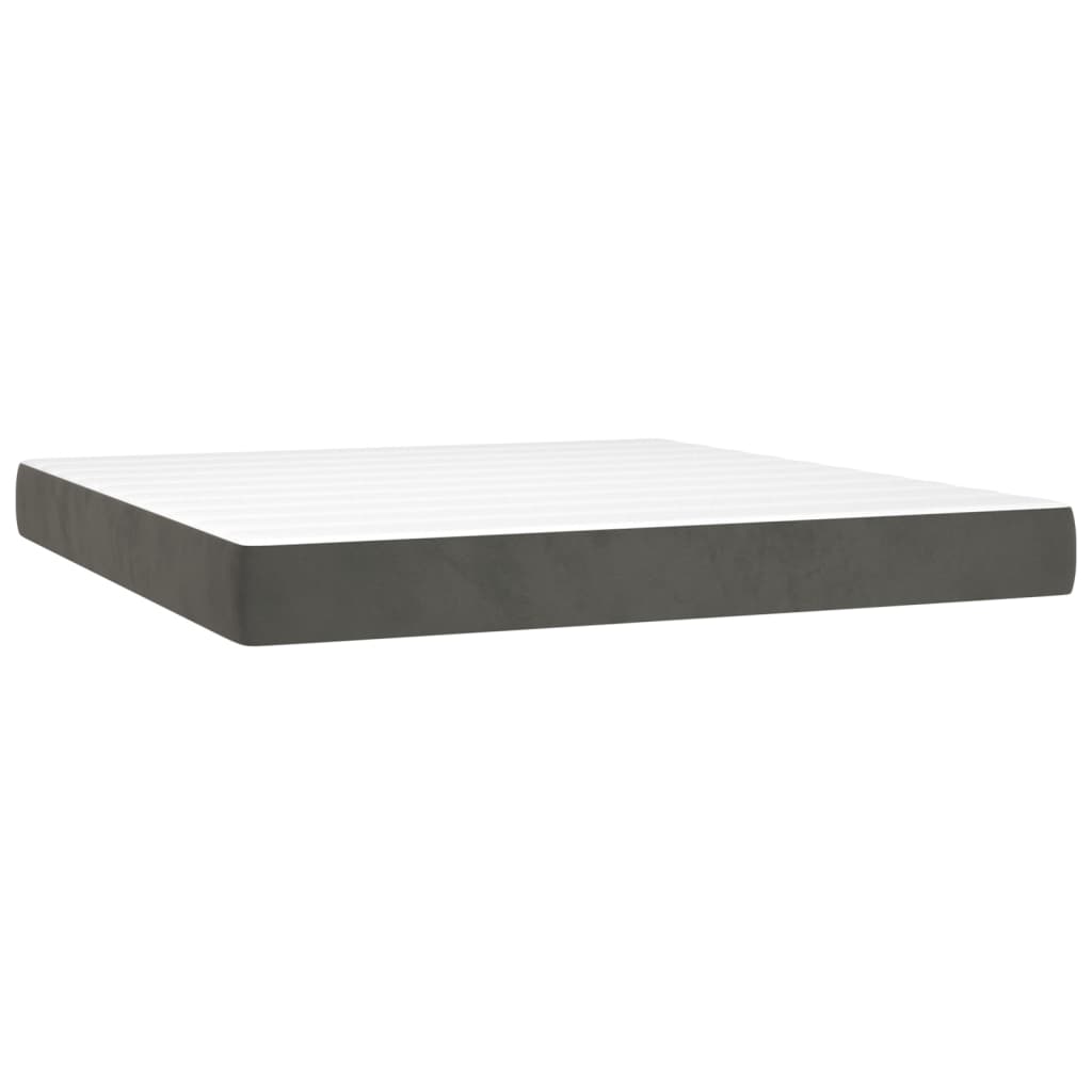 Giroletto a Molle con Materasso Grigio Scuro 160x200 cm Velluto | homemem39