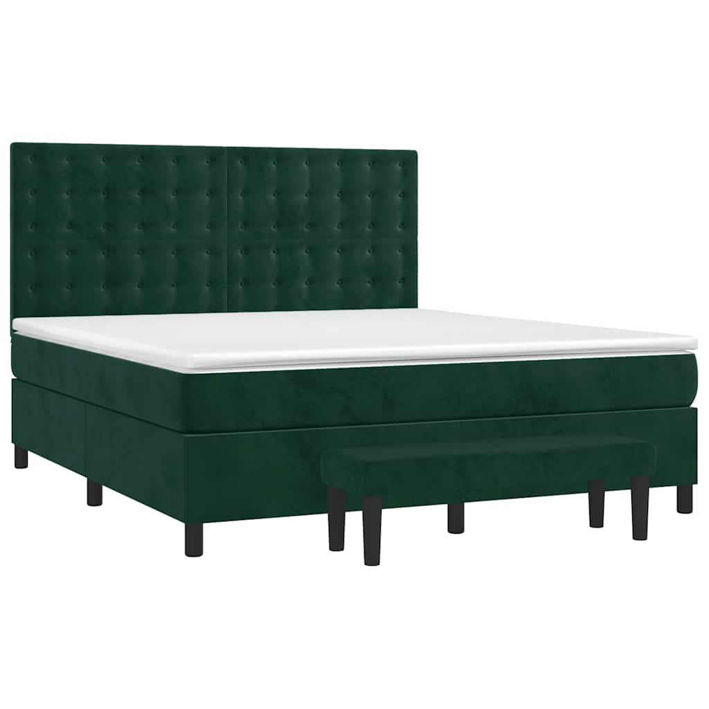 Giroletto a Molle con Materasso Verde Scuro 160x200 cm Velluto