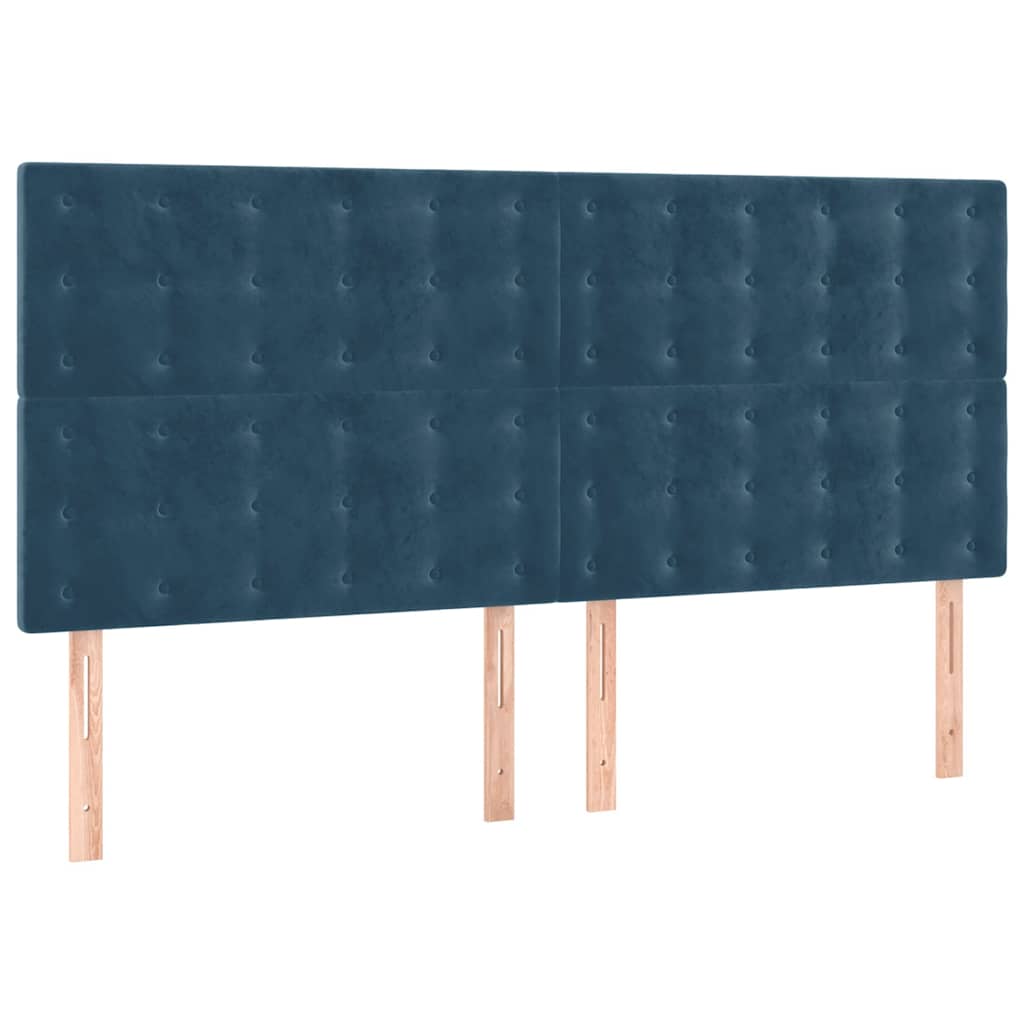 Giroletto a Molle con Materasso Blu Scuro 160x200 cm in Velluto