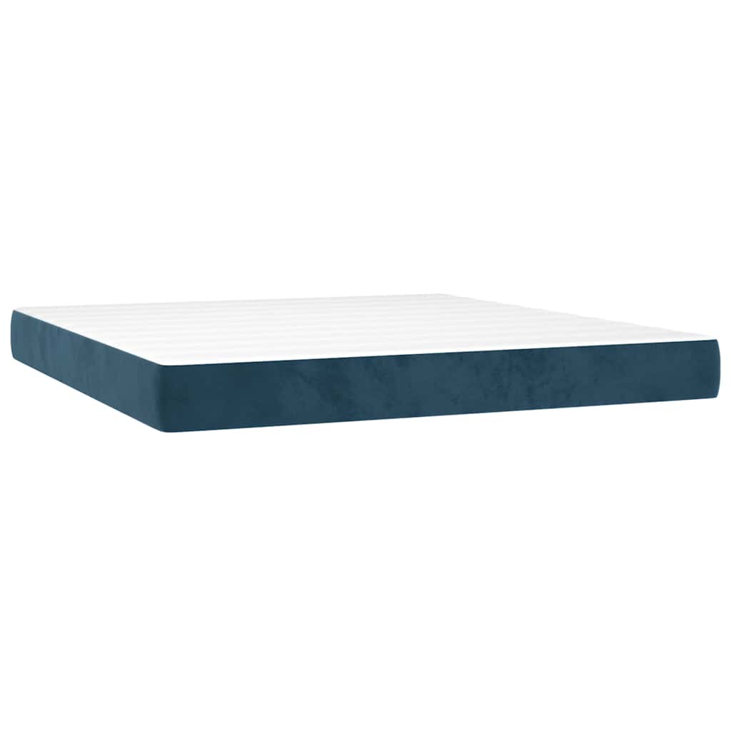 Giroletto a Molle con Materasso Blu Scuro 160x200 cm in Velluto | homemem39